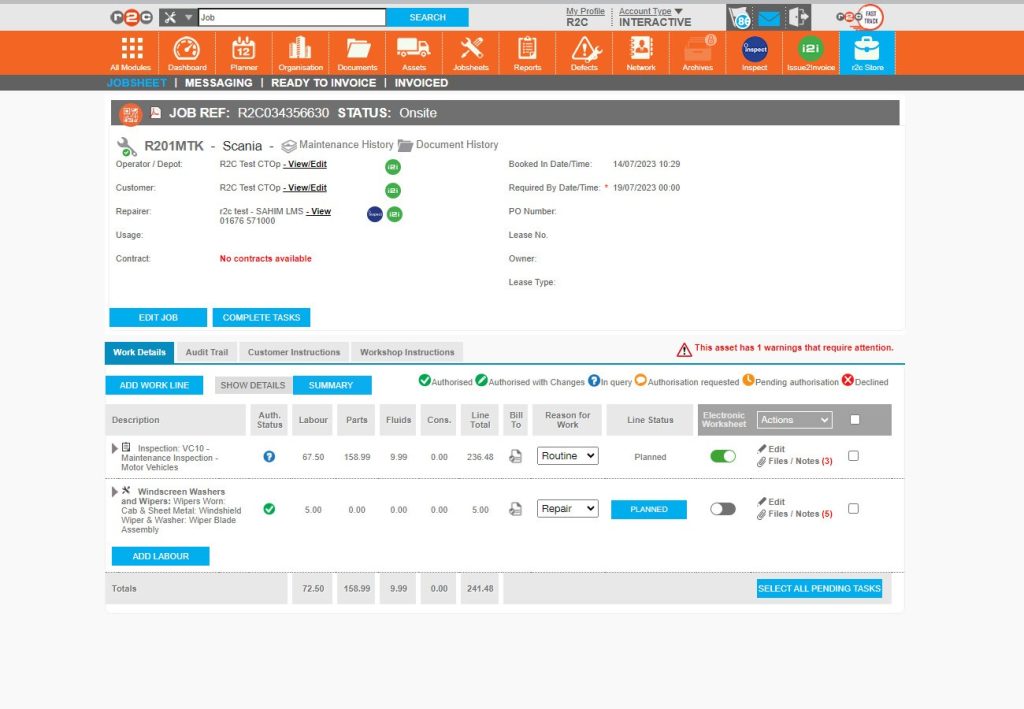 Step 4 - if the customer is happy with the charges, the line will be approved and updated as Authorised.