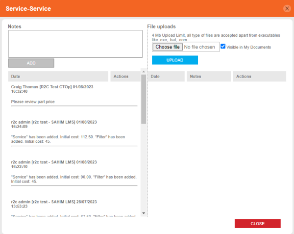 2. Here you will see a timeline of the costs added as well as any comments.