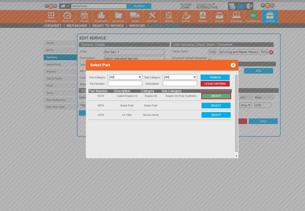 Step 2 -Next, click the ‘SELECT’ button to add the individual part.