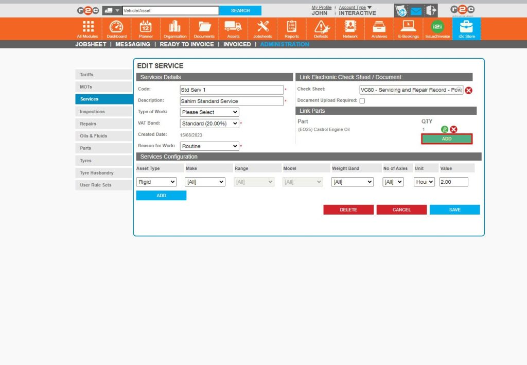 Step 4 - To add further parts, repeat the process by clicking the ‘ADD’ button.