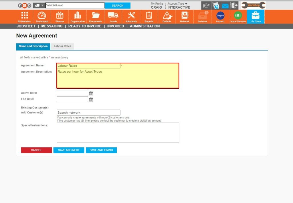 Step 3 - Start by naming the agreement and adding a description.