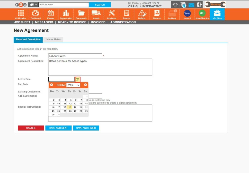 Step 4 - Next, choose the start date for when the agreement should be valid from