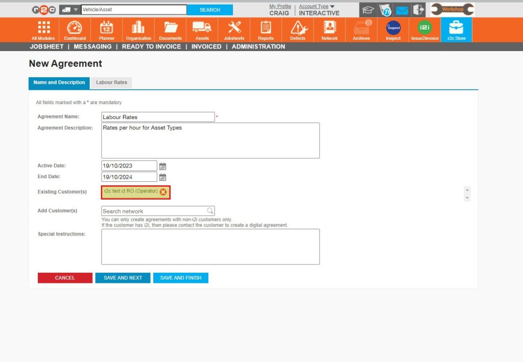 Step 7 - Once you have selected the customers the agreement applies to, click ‘SAVE AND NEXT’