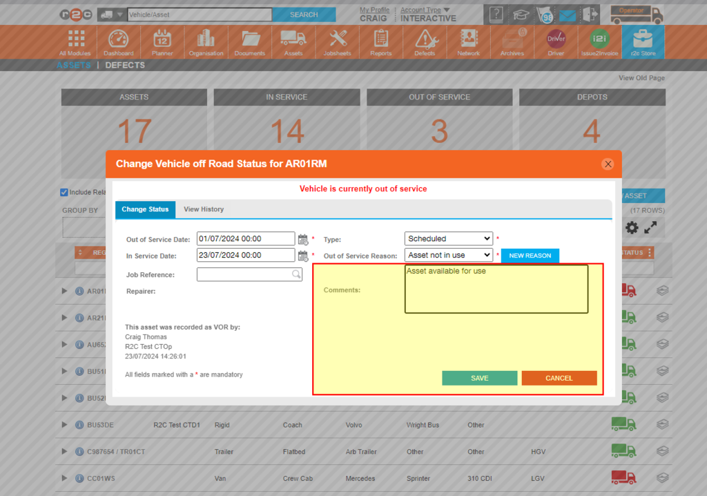 3. The reason will still be filled in; however, you can add additional comments if needed. Click Save once done.