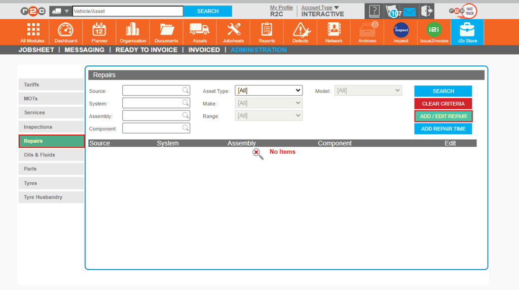 Step1 - Click the Repairs tab and then the ‘ADD/EDIT REPAIR’ button.