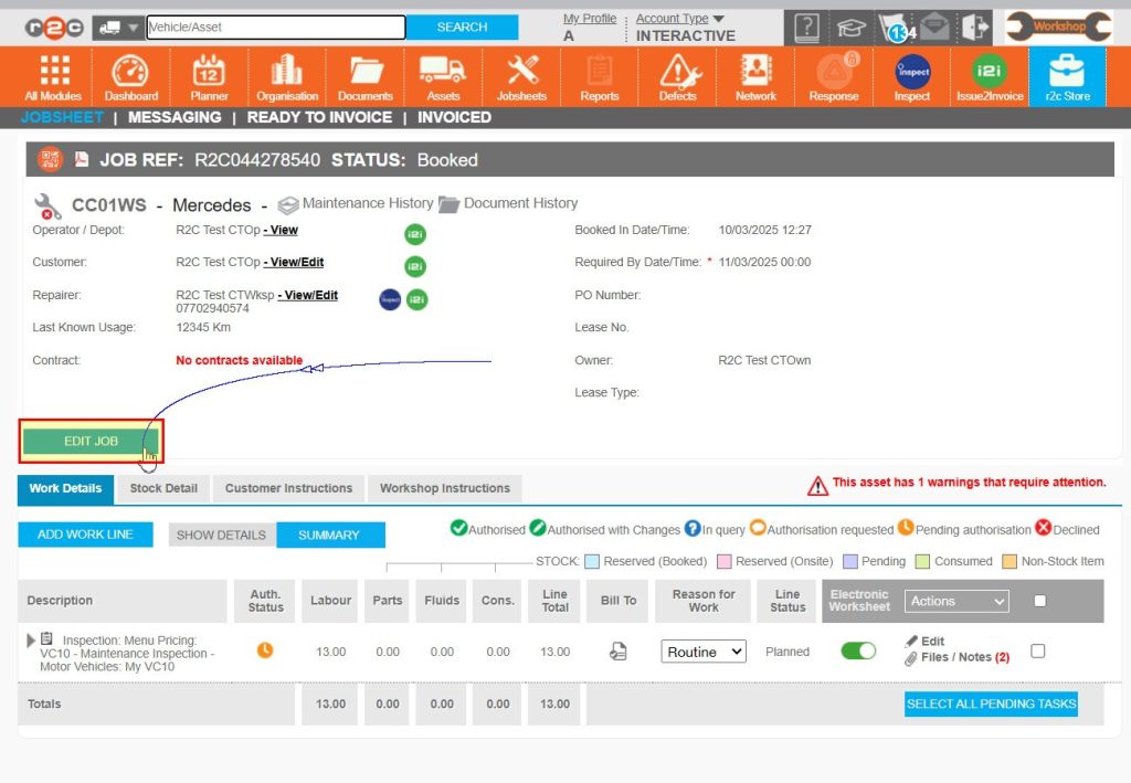 Step 6- To begin work, start by MARKING THE JOB Onsite. Click ‘Edit Job’