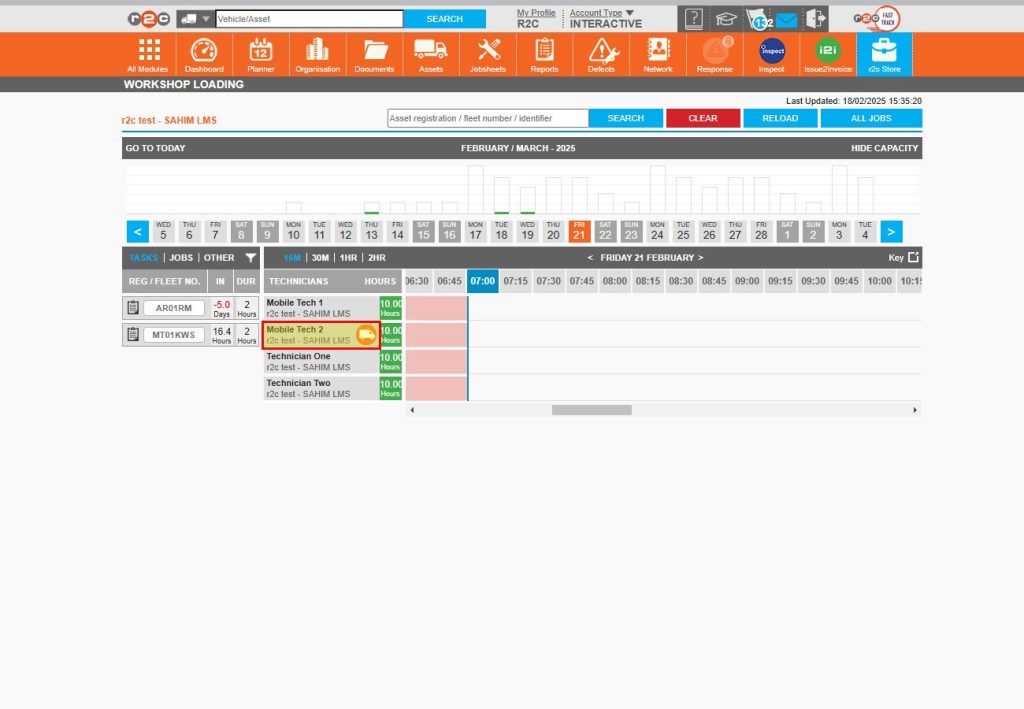 Step 1 – Click on the name of the technician you want to add shift details for.