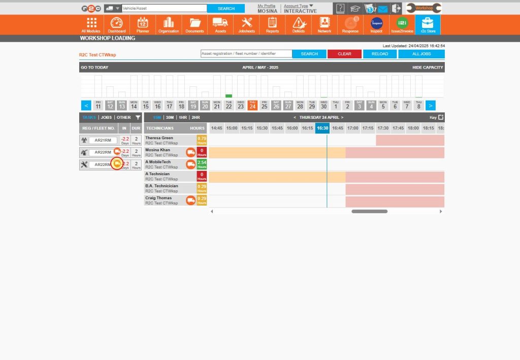 Step 6 – The WSL screen will also show a mobile job/van icon against the job.