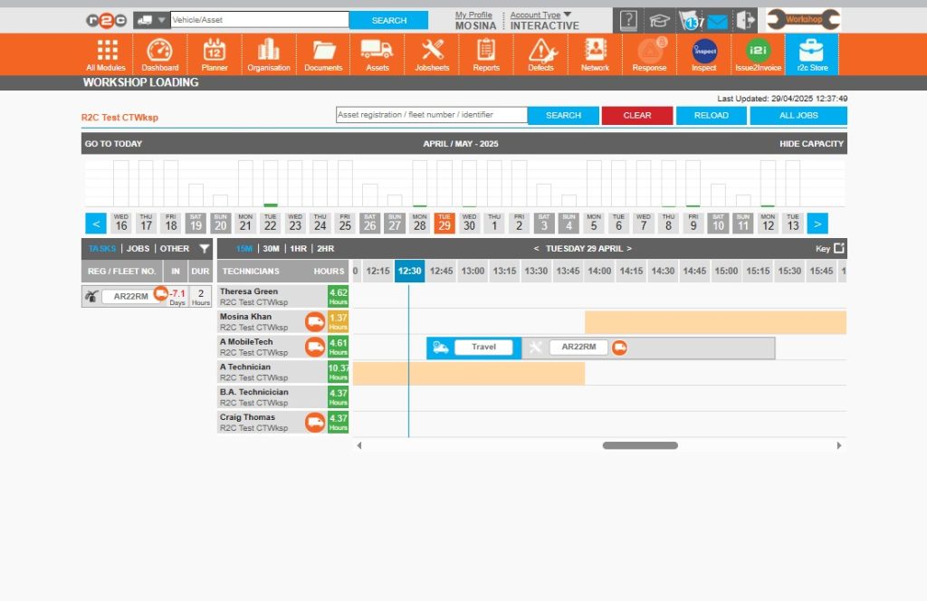 Step 8 – Repeat the process to plan out the daily job list for both mobile and static technicians.