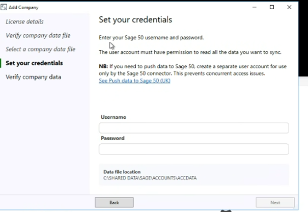 Step 9 -  Use your Sage credentials to login and click 'Next'
