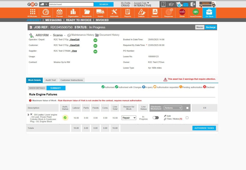 Step 7 – The updated line status will be visible for both the operator and the R&M. This process can be repeated for any costs requested. Comments can also be added when responding to request e.g. when using the ‘in Query’ option.