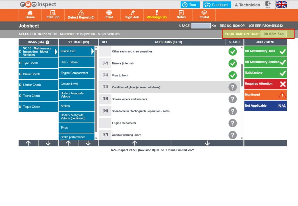Step 4 – Go to Inspect and log in as usual. Once you select a job, the timer will automatically begin tracking the time spent on that task.