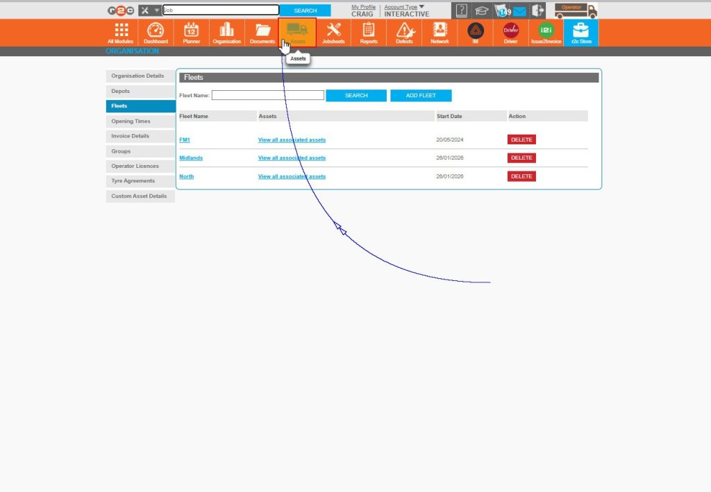 Step 5 – Click on ‘Assets’ from the header bar menu to go to the asset list