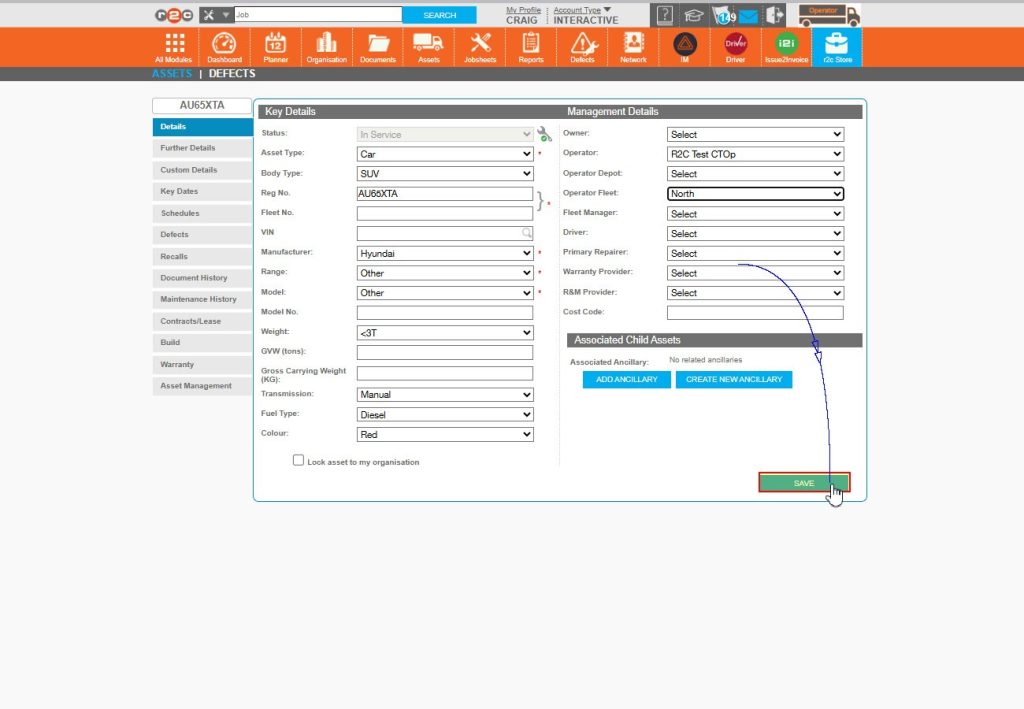 Step 9 – Click ‘Save’ once done updating the asset record.