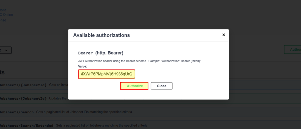 Step 3 – Paste in the generated token and click 'Authorise' to continue..