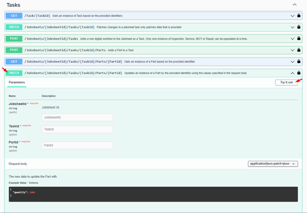 Step 2 – Paste the information into the corresponding fields, then update the code as required to change the part quantity. Click 'execute' once done.