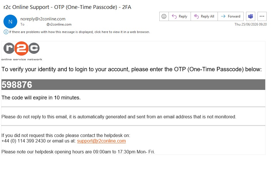 Step 3: A One-Time Passcode (OTP) will be sent to your registered email address.