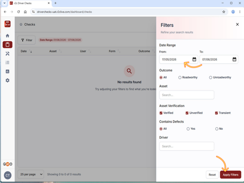 Step 3- From the filter panel, select additional criteria and then click 'Apply Filters'