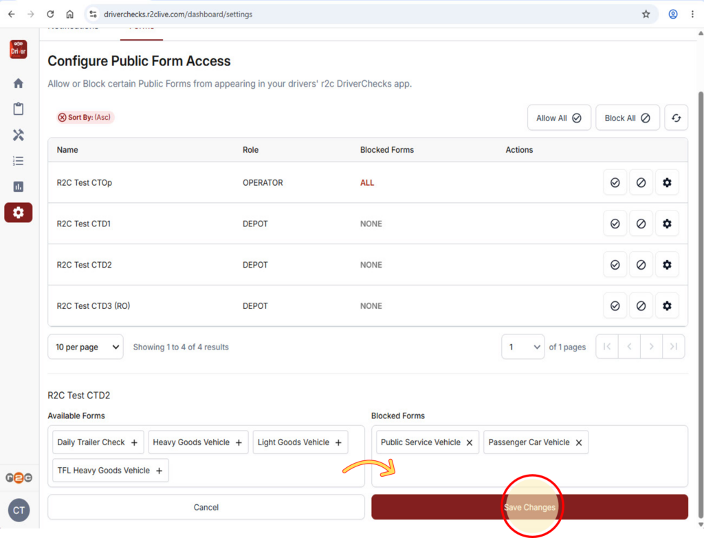 Step 4 - Once the forms have transferred, click 'save'